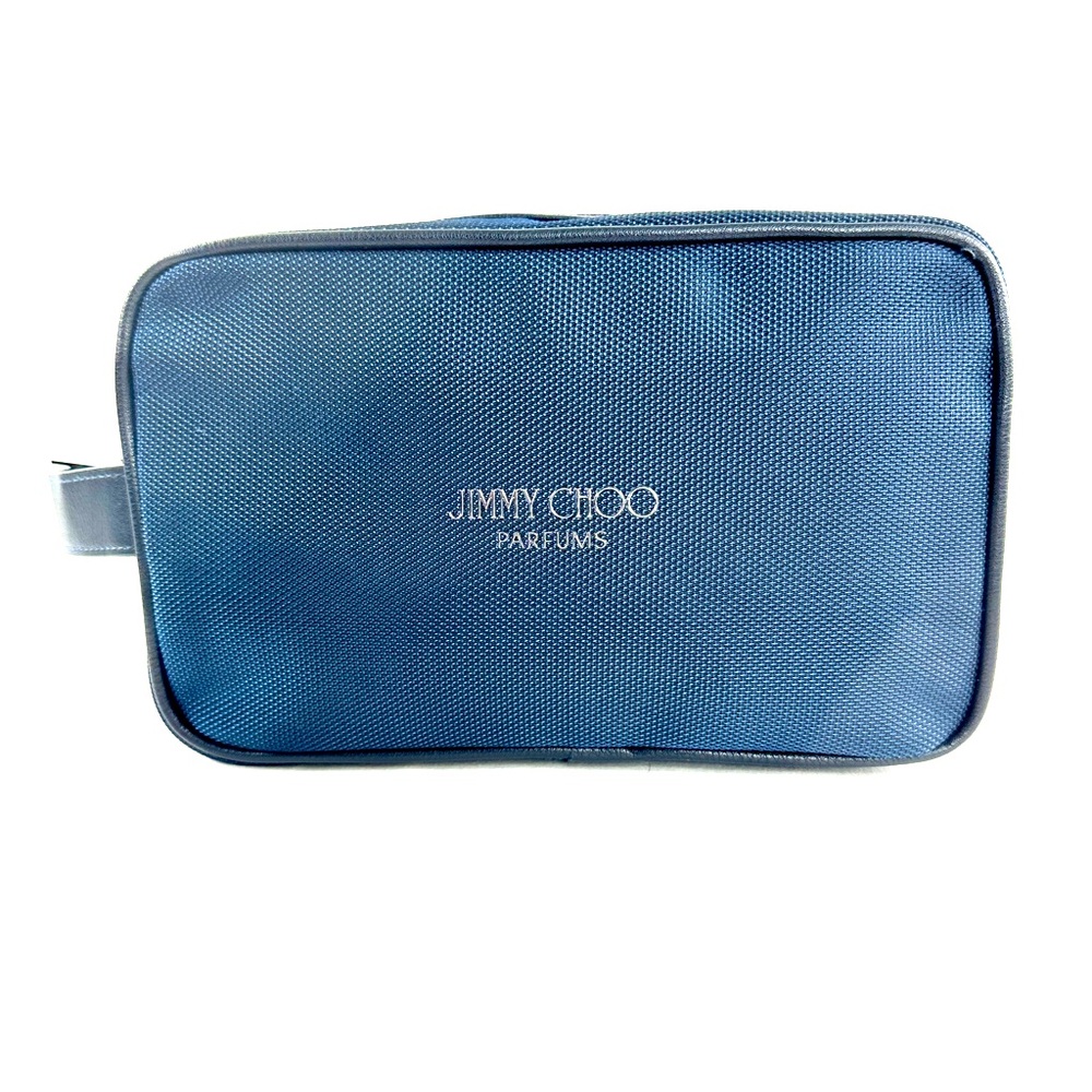 Jimmy Choo Parfums Unisex Navy Blue Textured Nylon Toiletry Cosmetic Bag Travel